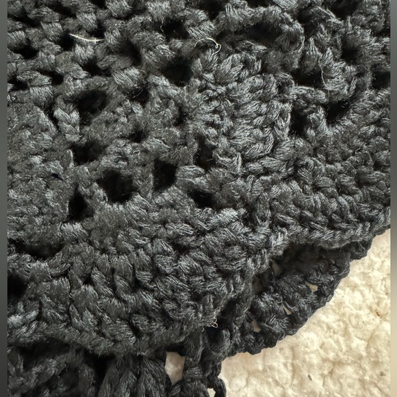 Fashion Nova Crochet Gypsy Hippie Top Off Shoulder Ruffle S/M Open Knit Festival - Picture 7 of 12